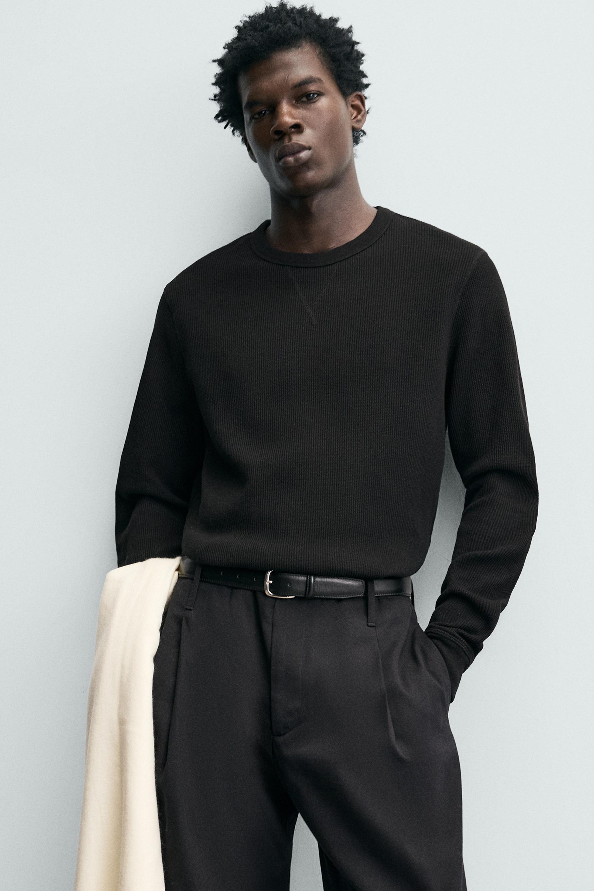 WAFFLE KNIT STRUCTURE T-SHIRT